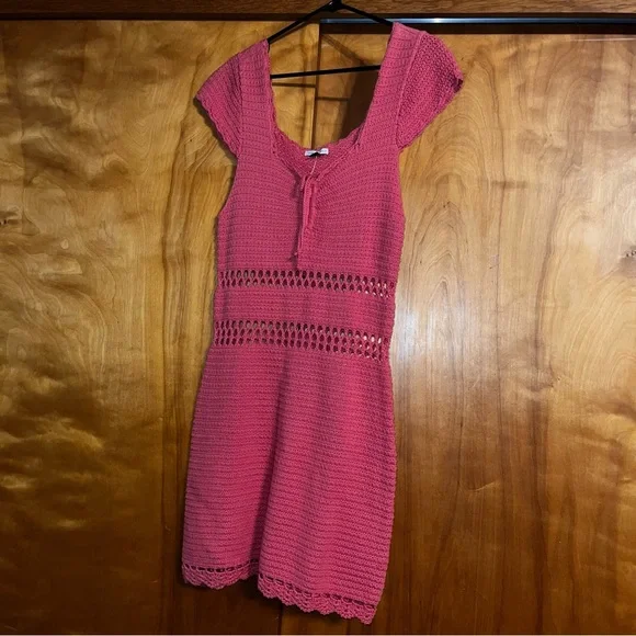 American Eagle Coral Crochet Knit Dress - Picture 3 of 3